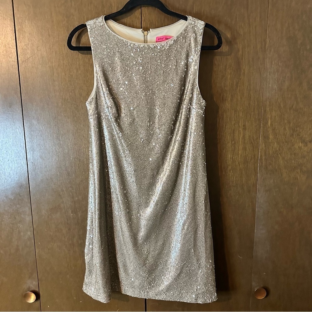 Betsey Johnson Women’s Sequin Metallic Holiday Cocktail Lined Party Dress Sz 6 - Picture 2 of 13